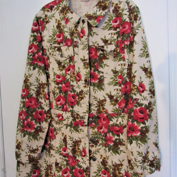 ROAMAN'S WOMEN'S FLORAL JACKET SIZE 16W 100% COTTO - Picture 2 of 8